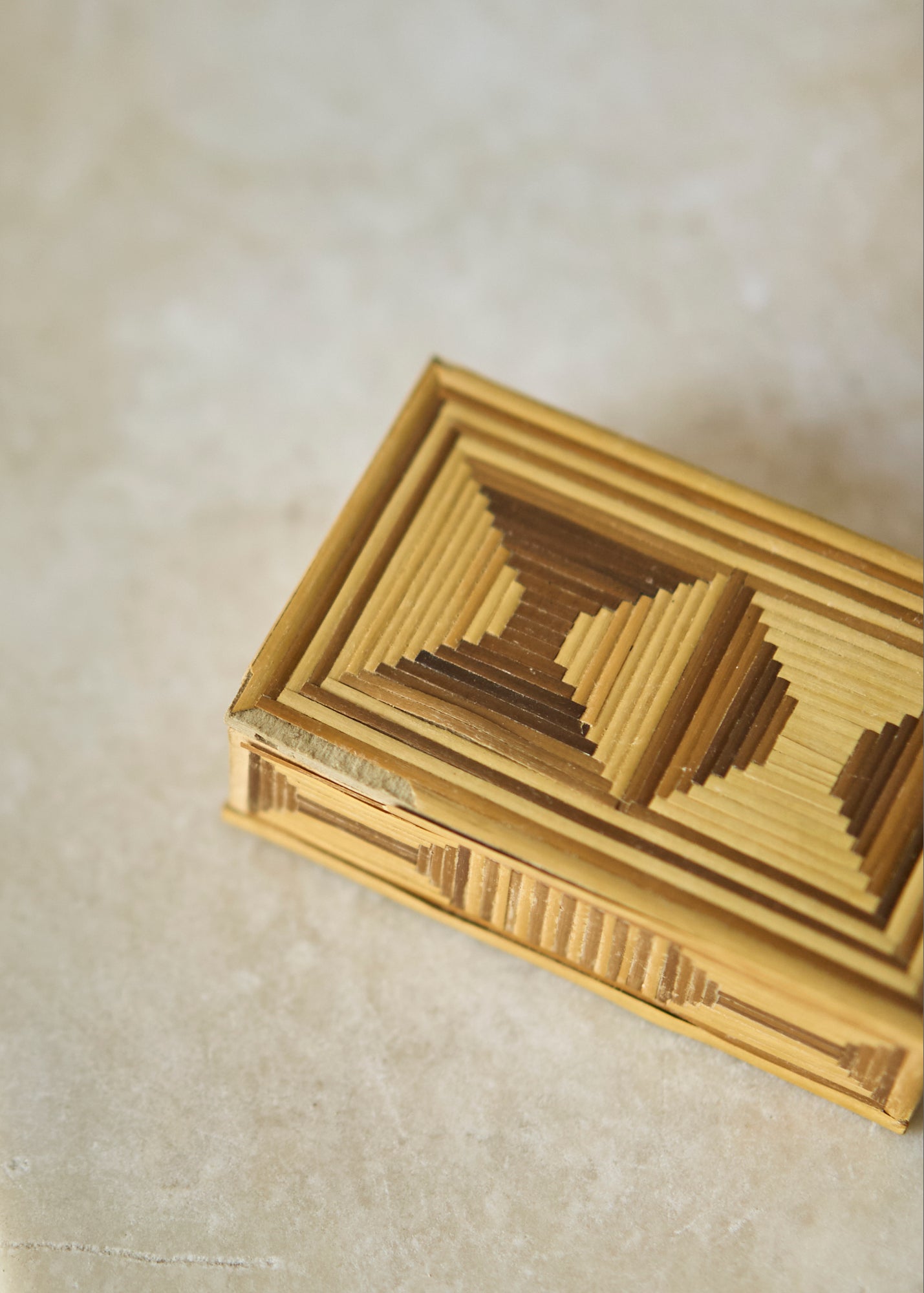 Folk Art Wooden Match Trinket Box