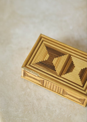 Folk Art Wooden Match Trinket Box
