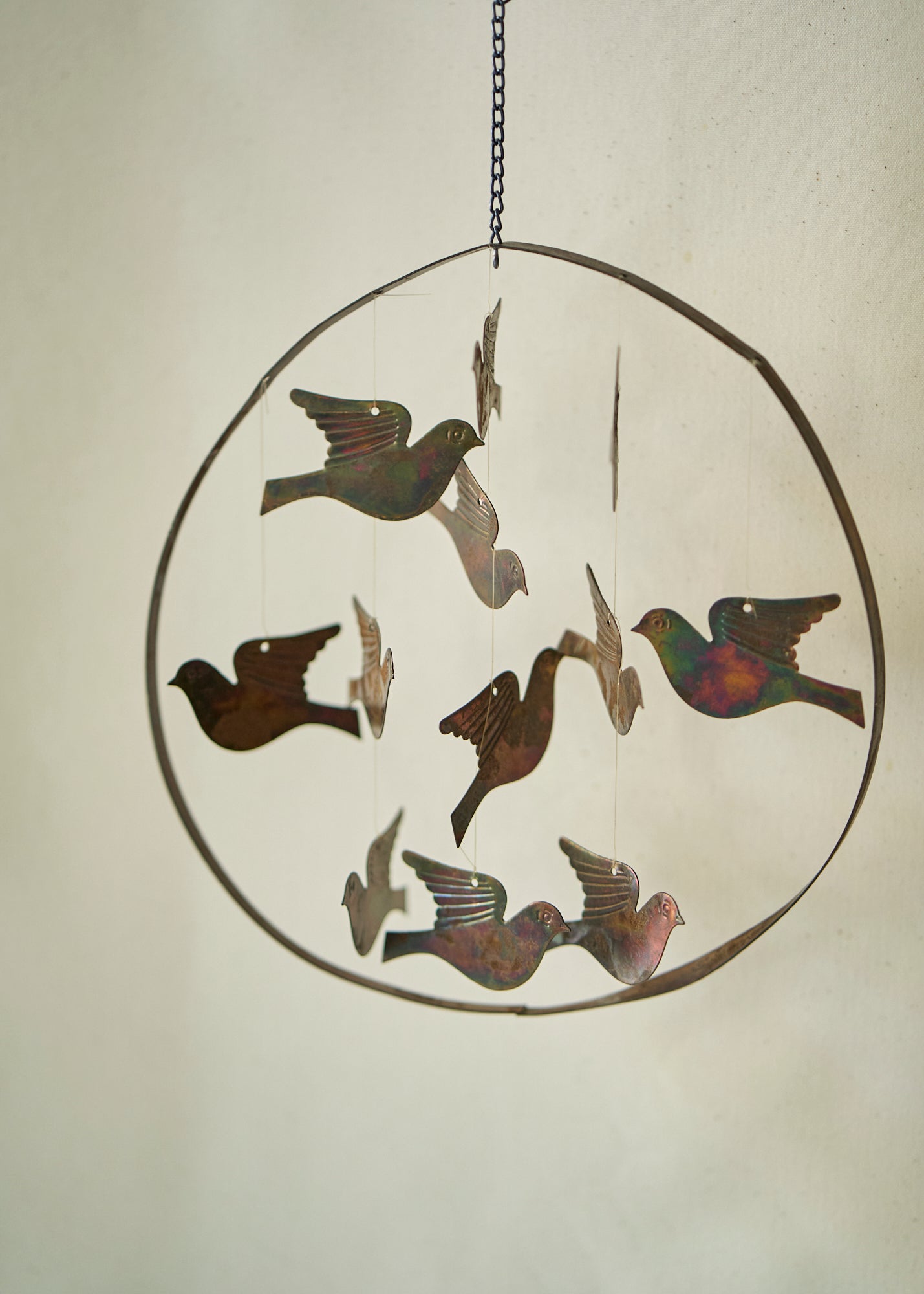 Vintage Carved Bronze Dove Wind Chime