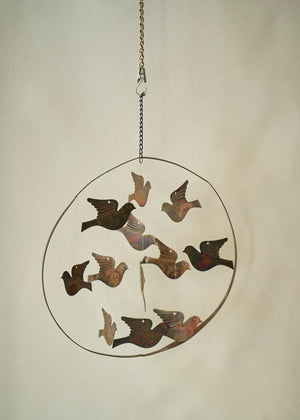 Vintage Carved Bronze Dove Wind Chime
