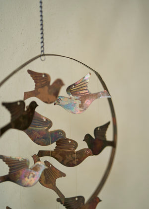 Vintage Carved Bronze Dove Wind Chime
