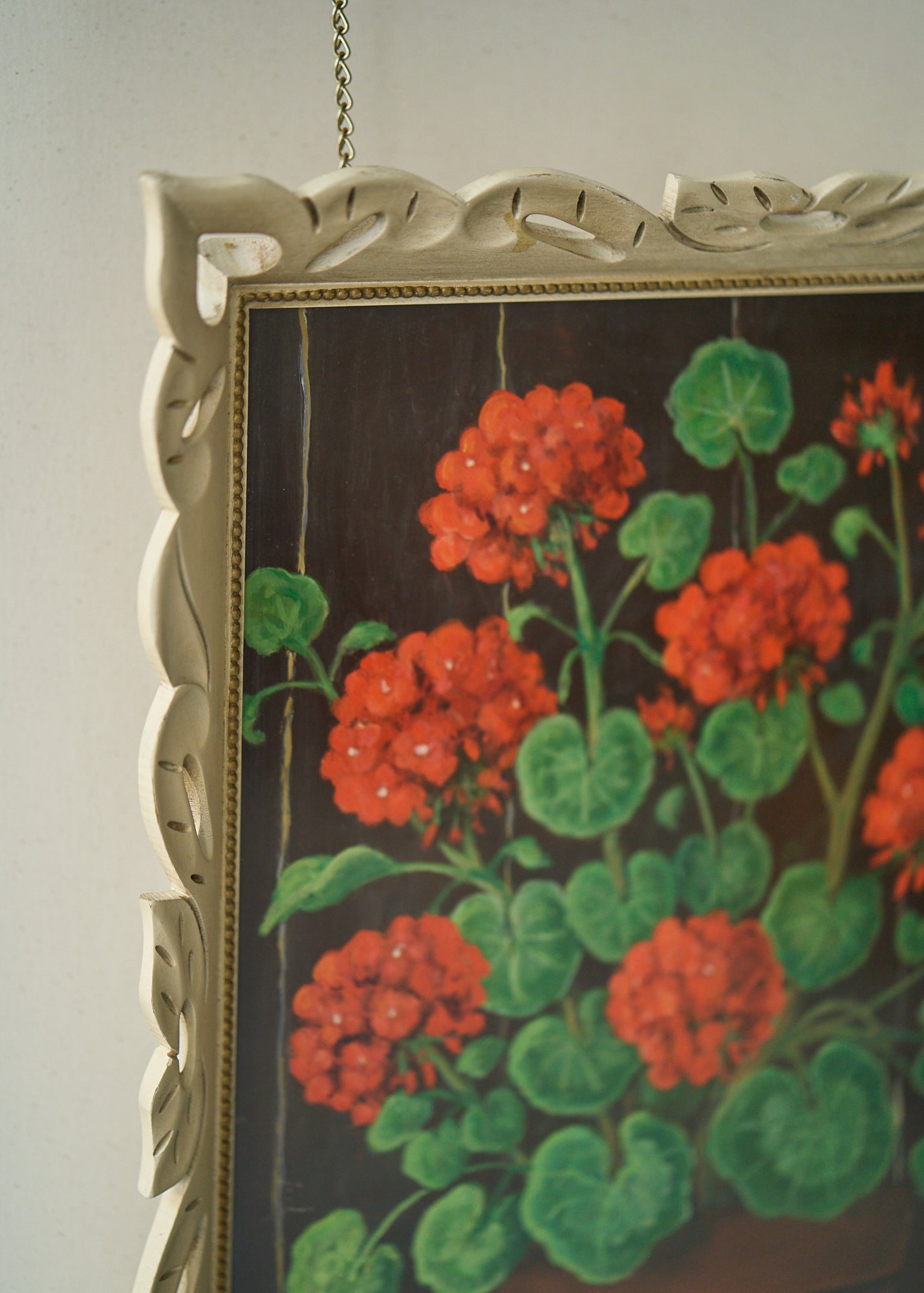 20th Century Geranium Oil Painting
