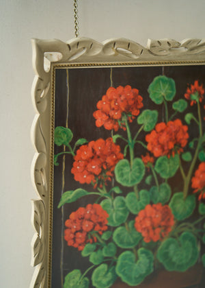 20th Century Geranium Oil Painting