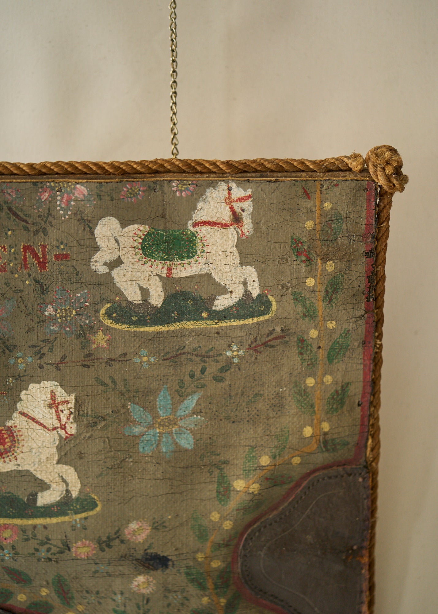 Antique Folk Art Painted Crate Top
