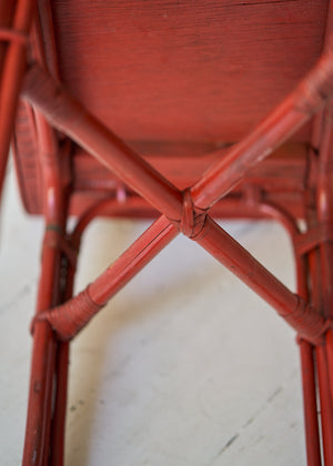 Vintage Red Wicker Side Table