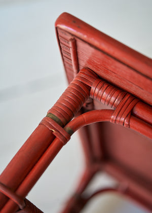 Vintage Red Wicker Side Table
