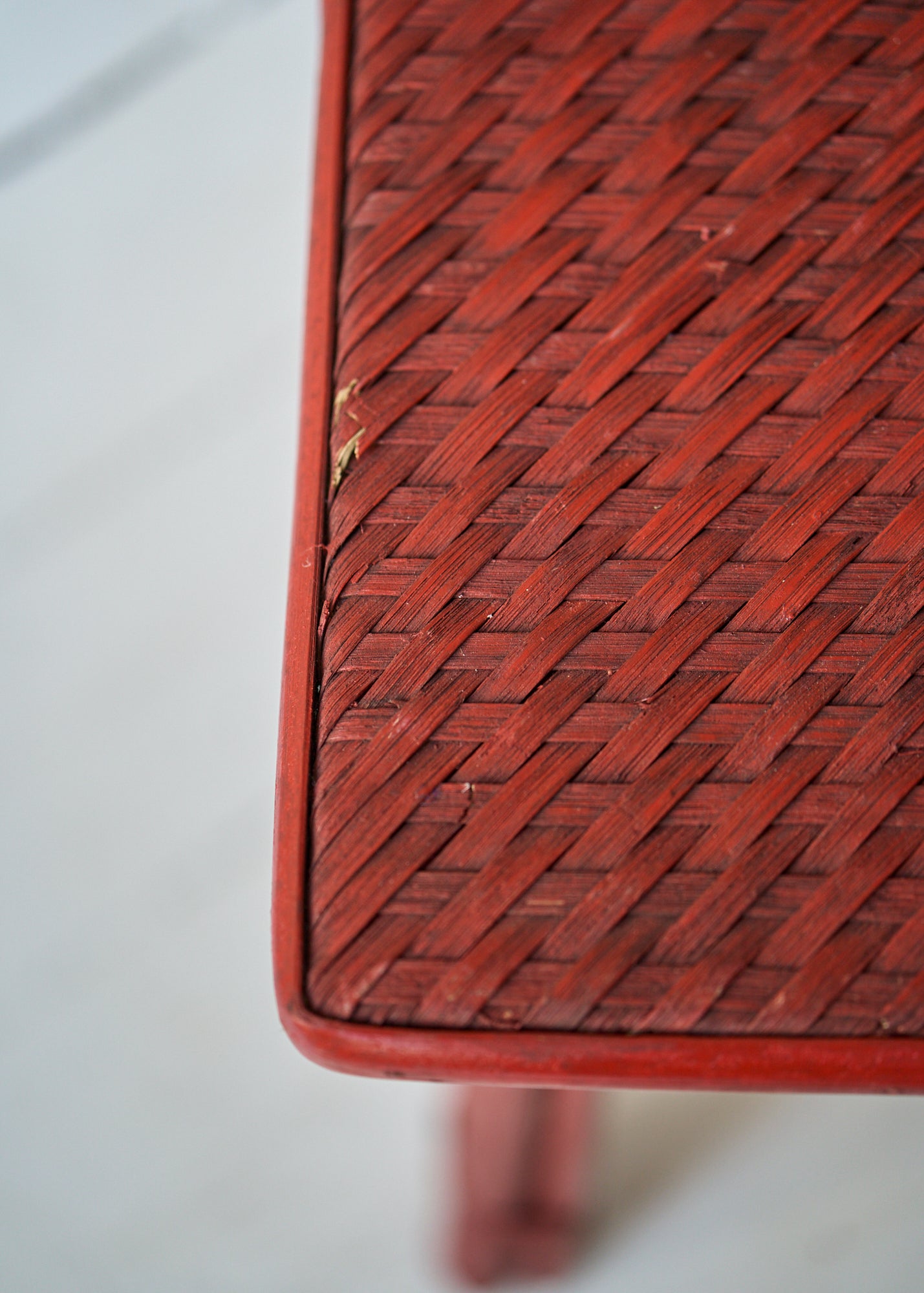 Vintage Red Wicker Side Table
