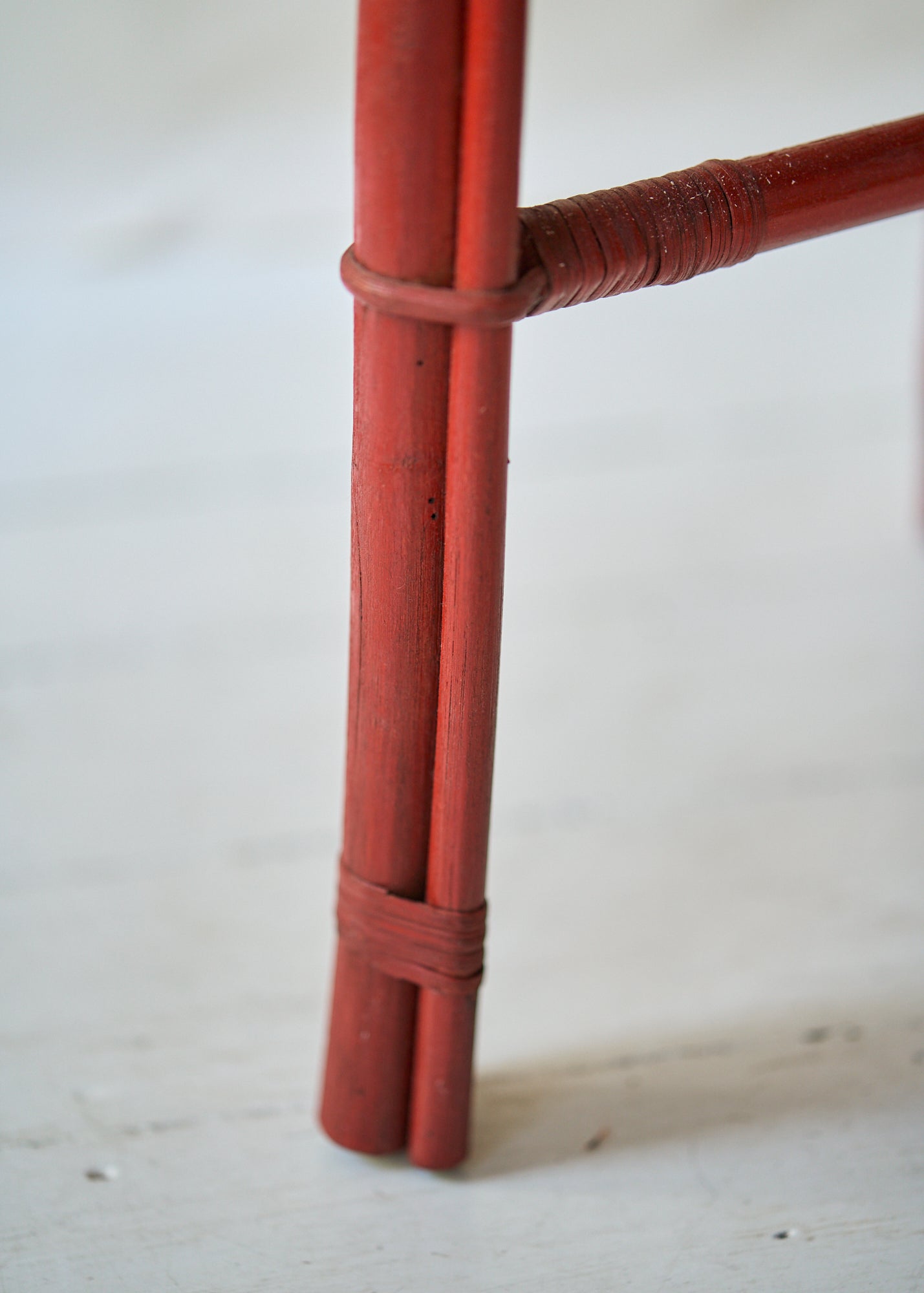 Vintage Red Wicker Side Table
