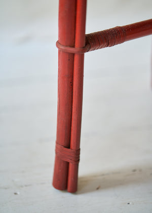 Vintage Red Wicker Side Table