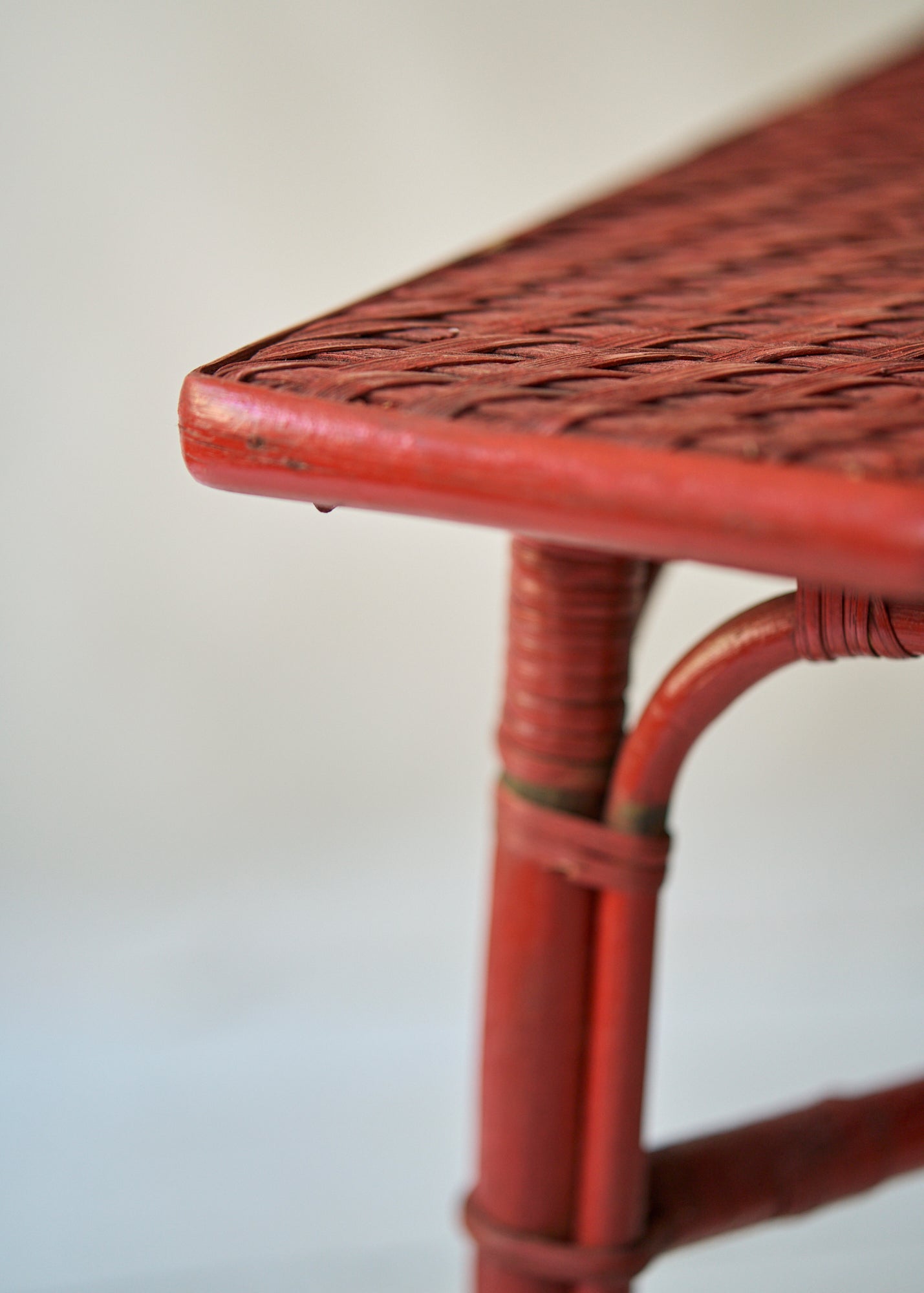 Vintage Red Wicker Side Table