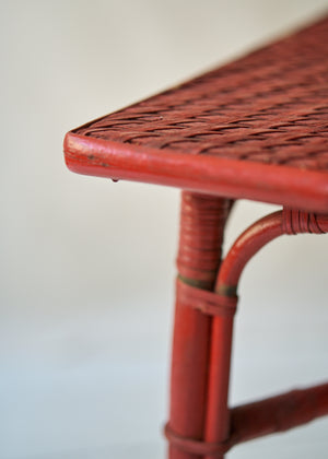 Vintage Red Wicker Side Table