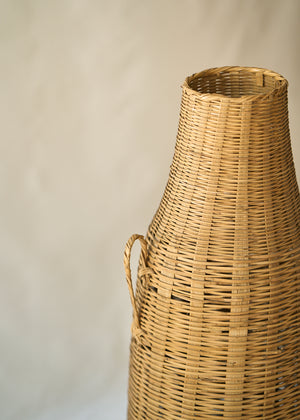 Large Vintage Wicker Floor Vase