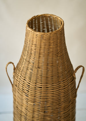 Large Vintage Wicker Floor Vase