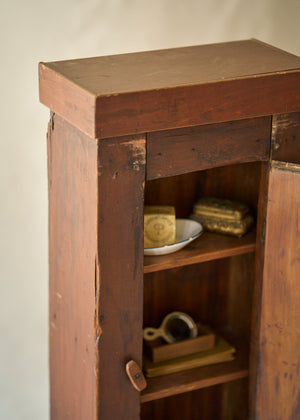 Antique Wood Folk Art Storage Cabinet