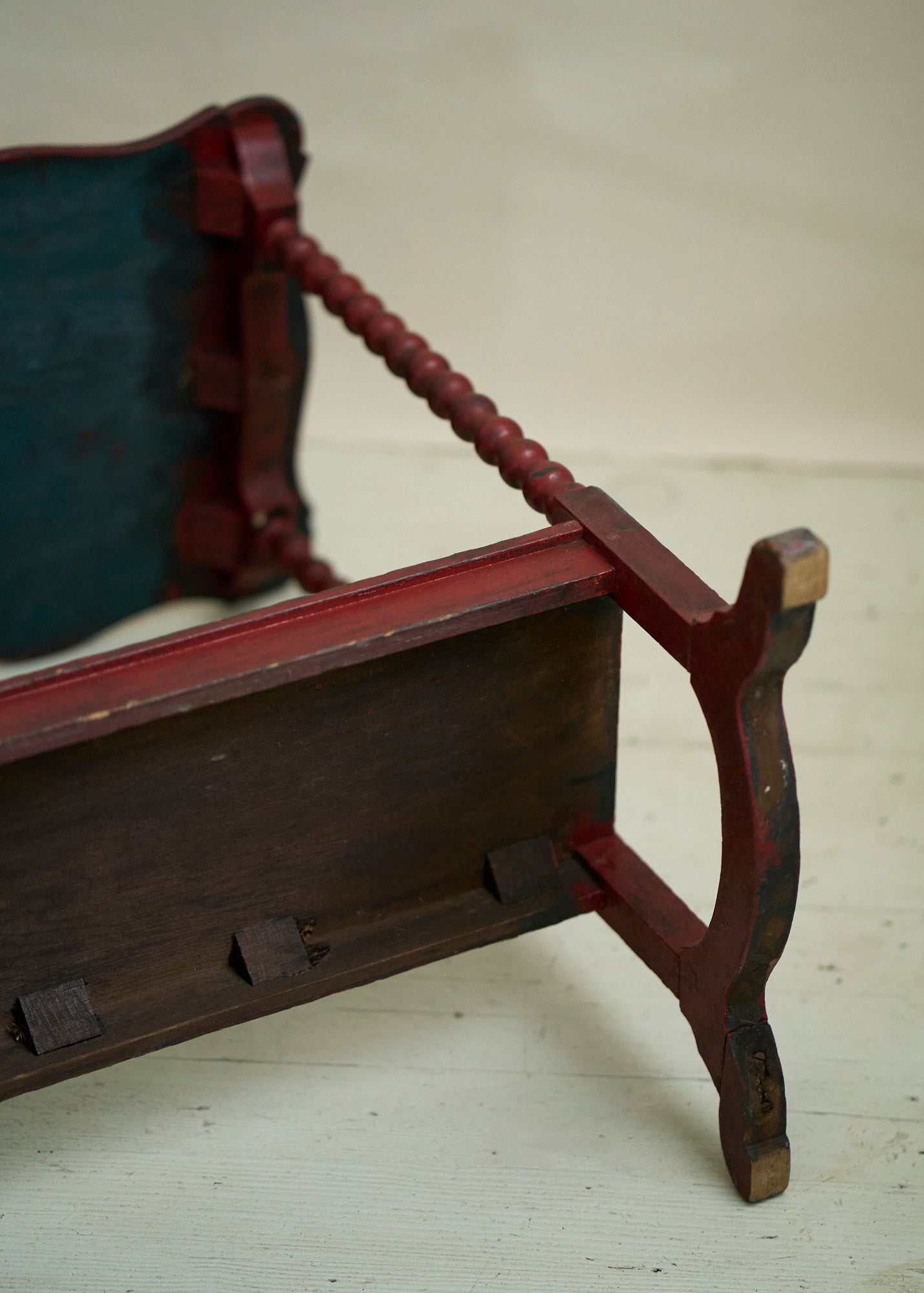 Antique Red Painted Table with Spindle Legs