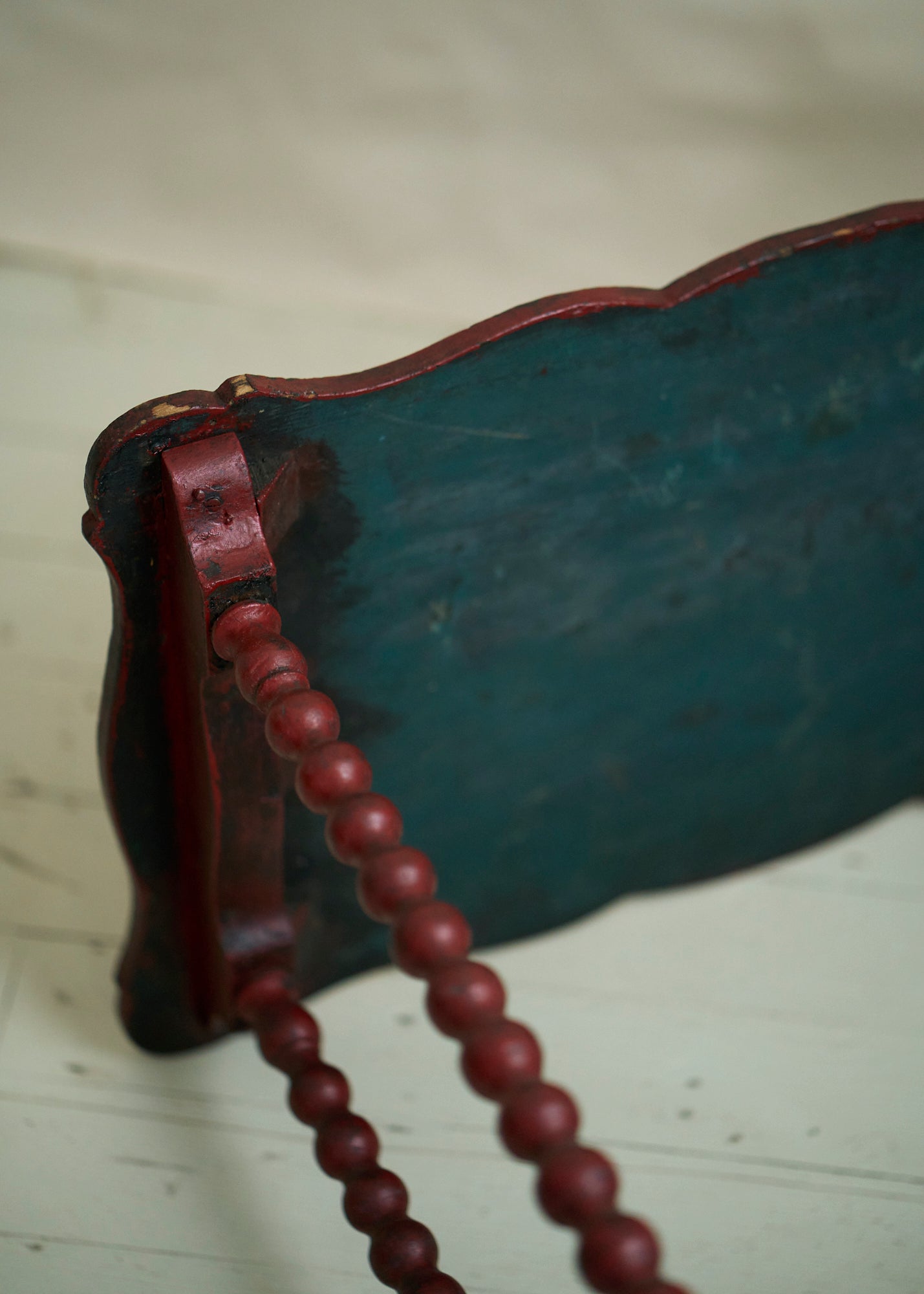 Antique Red Painted Table with Spindle Legs
