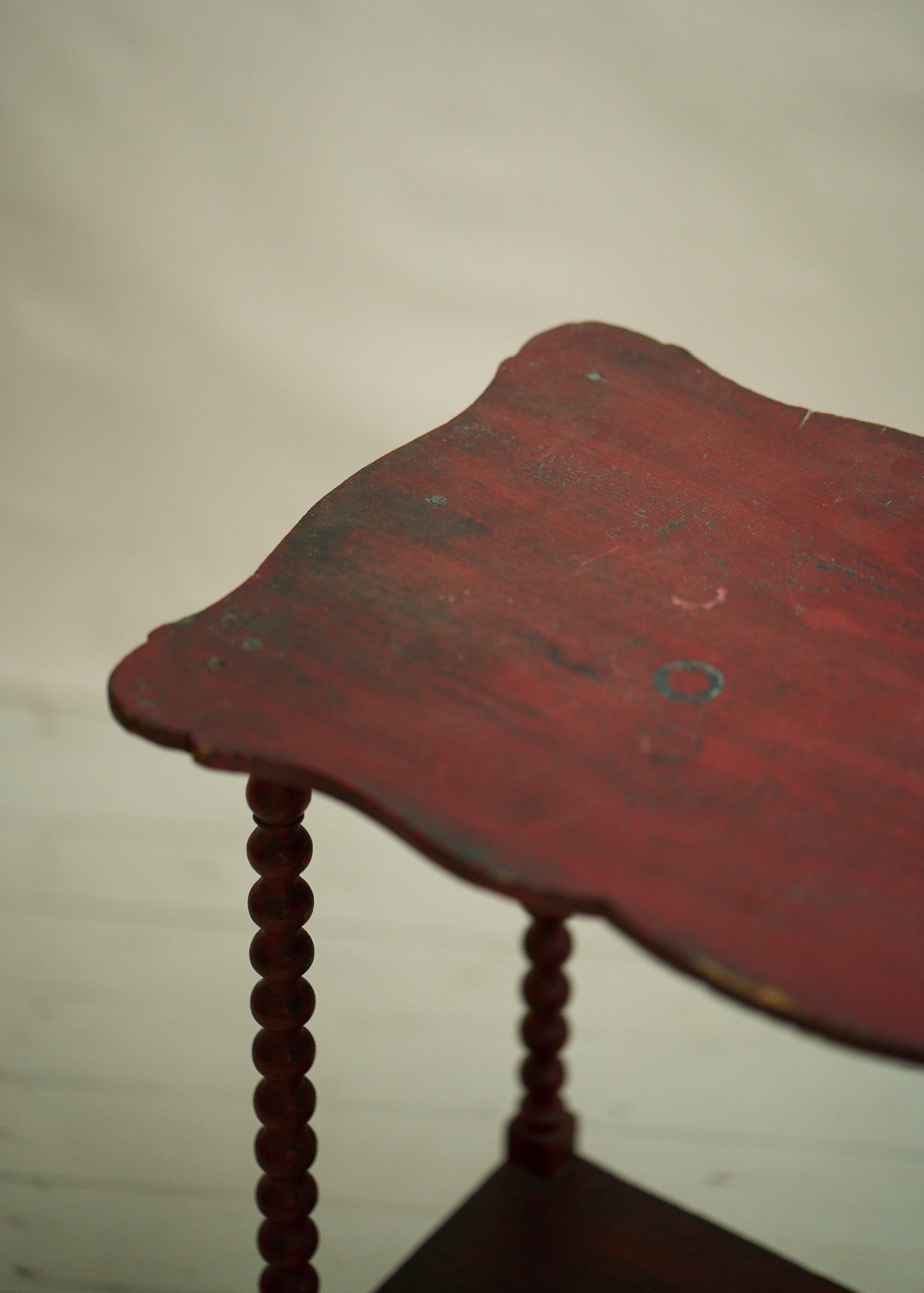 Antique Red Painted Table with Spindle Legs