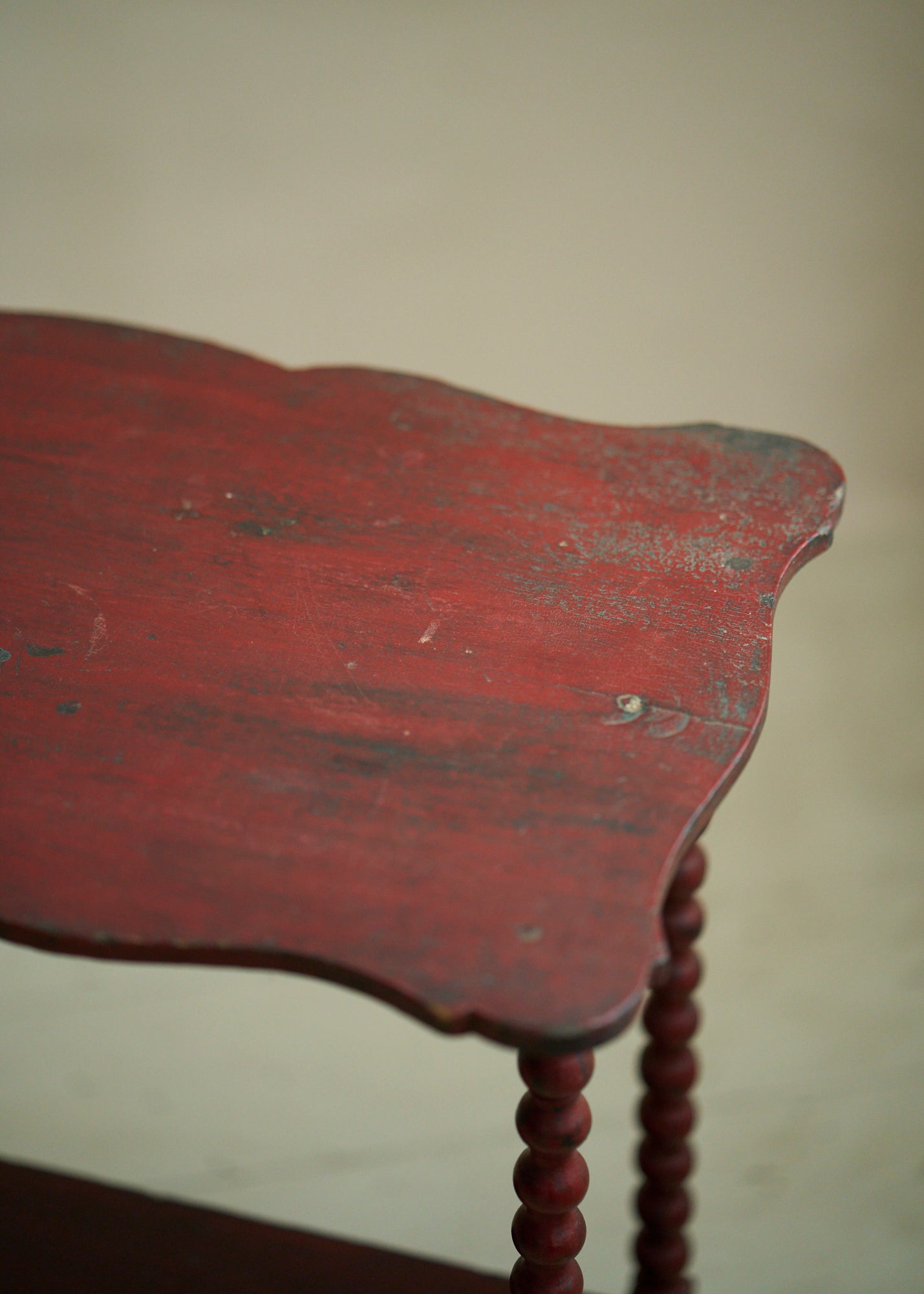 Antique Red Painted Table with Spindle Legs