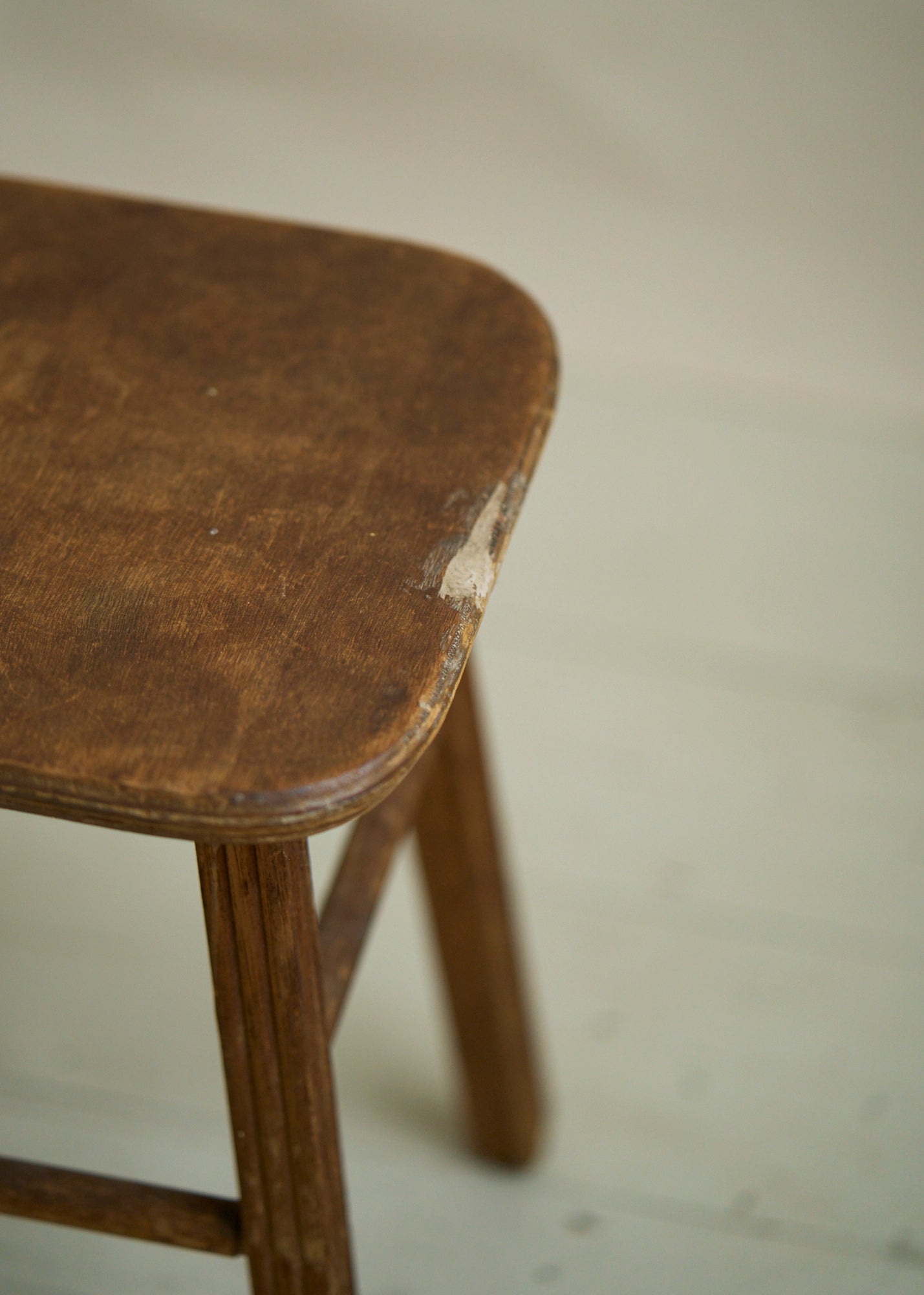 Vintage Wooden Stool with Carved Legs
