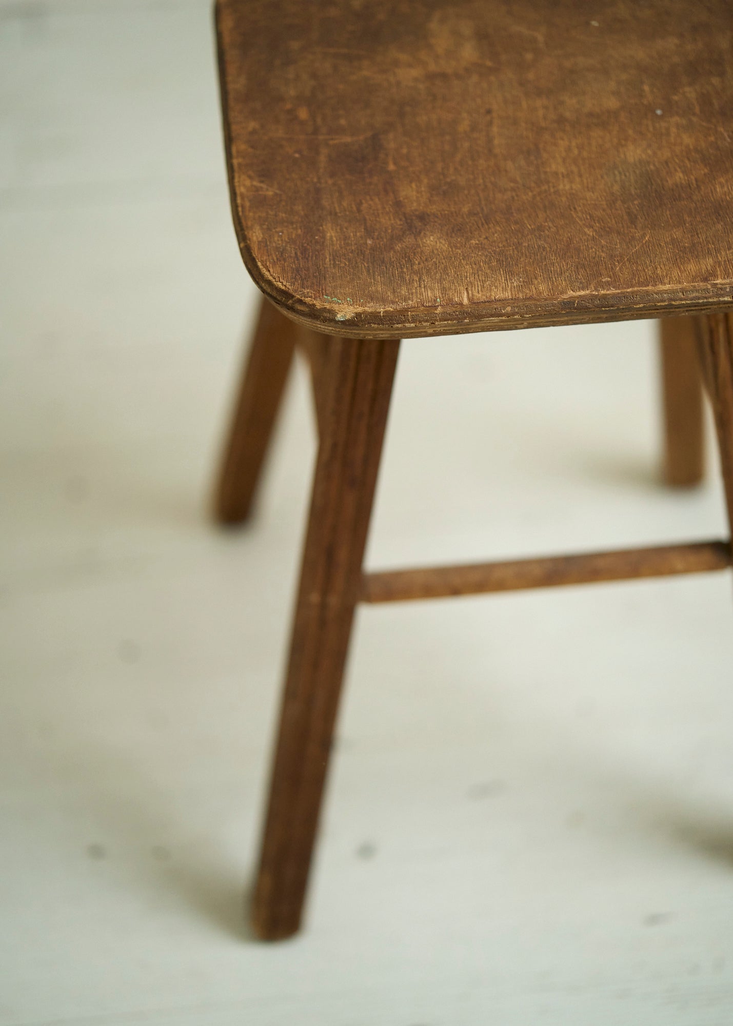 Vintage Wooden Stool with Carved Legs