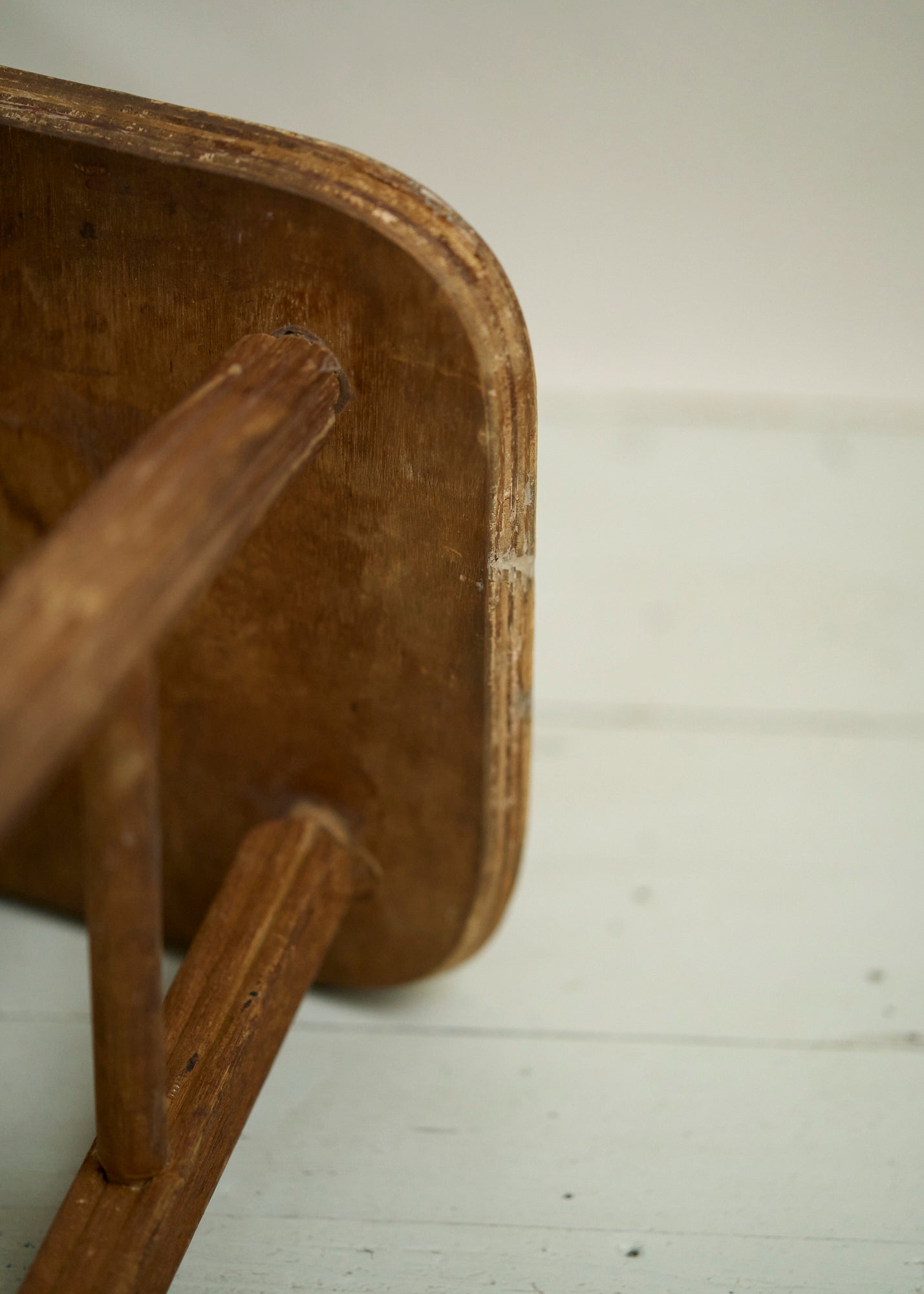 Vintage Wooden Stool with Carved Legs