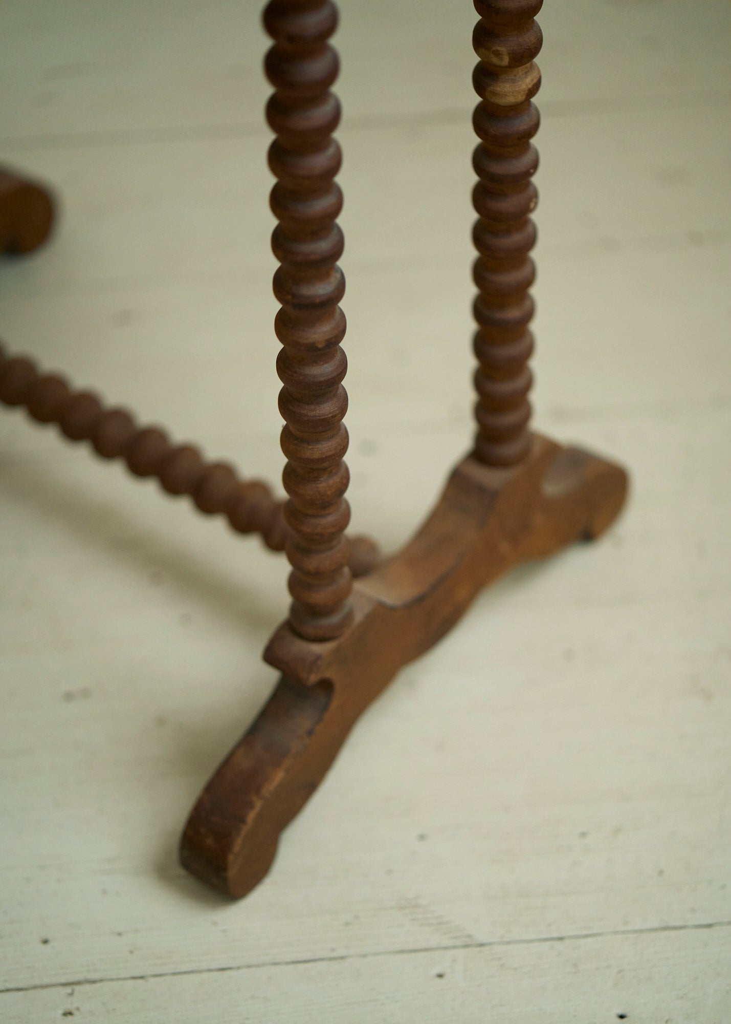 Antique Wood Accent Table with Bobbin Legs