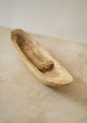 Hand Carved Folk Art Wooden Boat