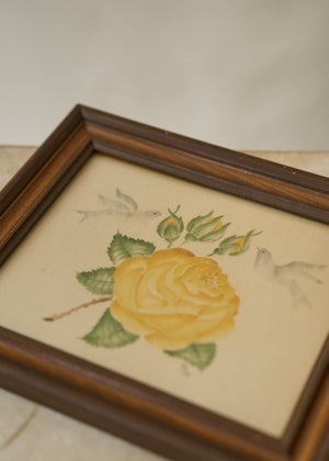 Folk Art Rose and Doves Painting