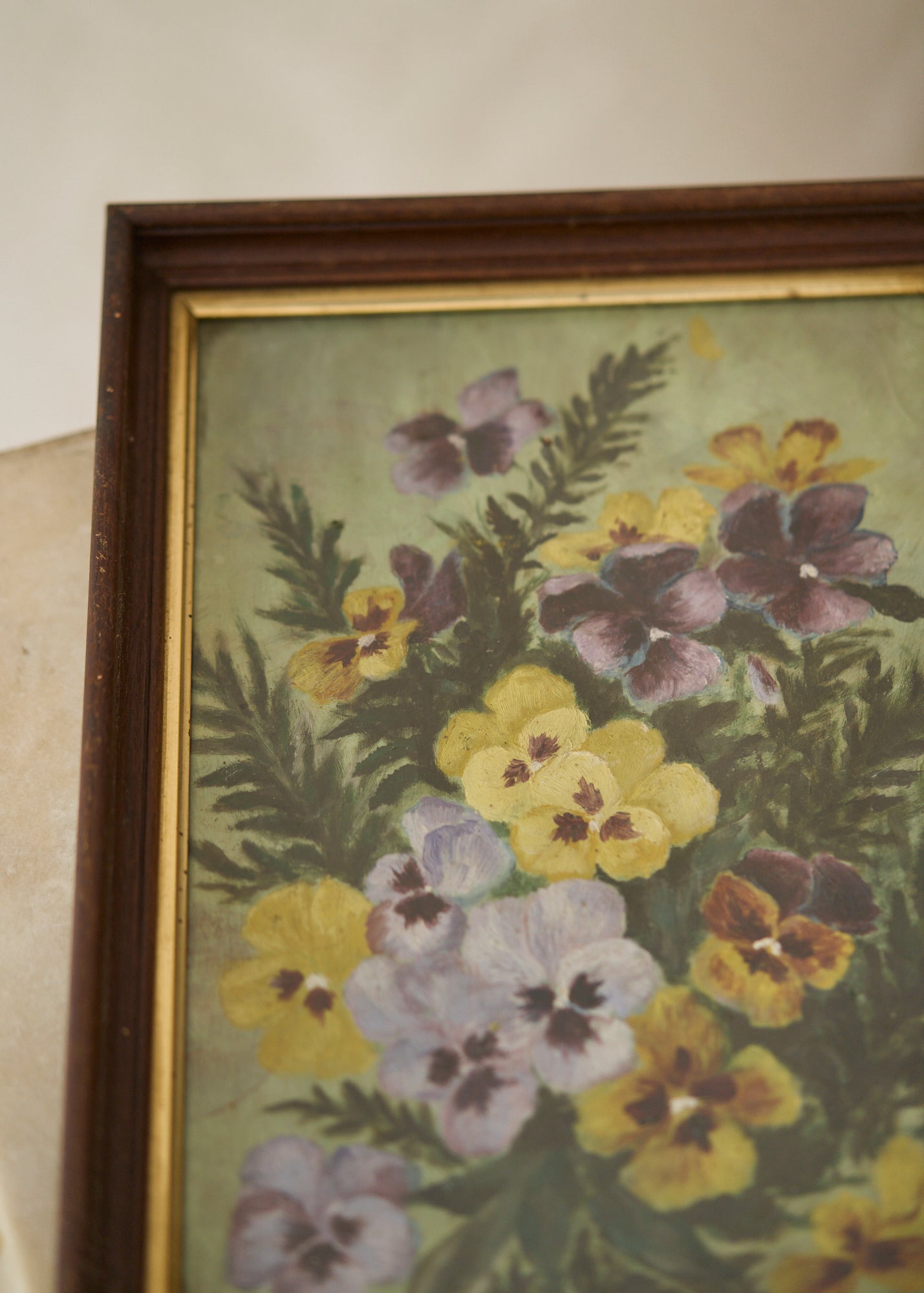 1900's Oil Painting of Pansies