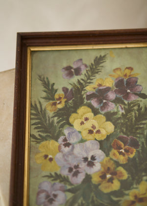 1900's Oil Painting of Pansies