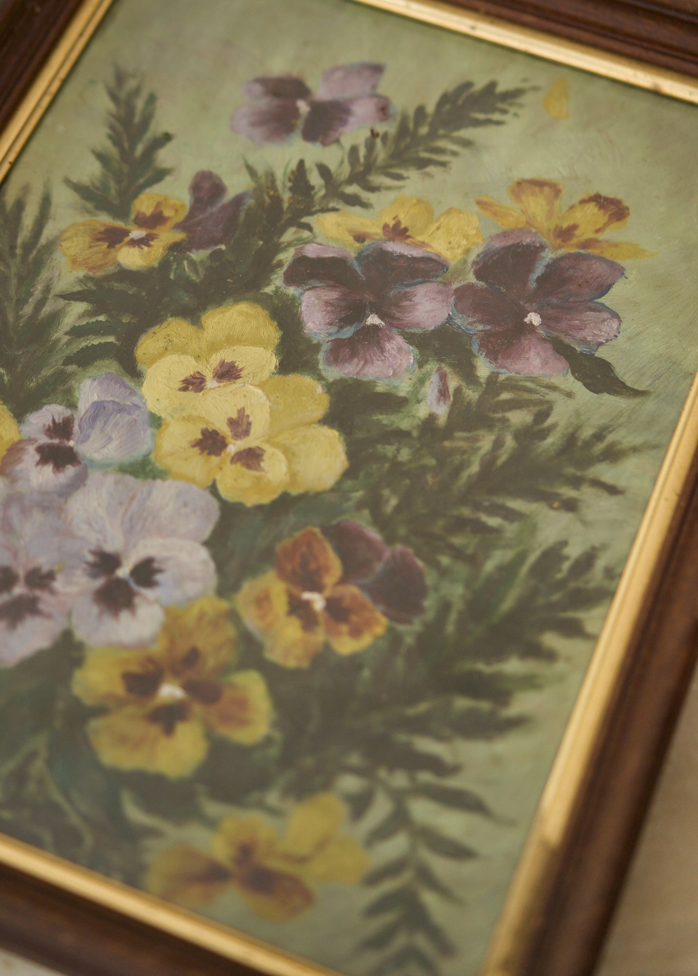 1900's Oil Painting of Pansies