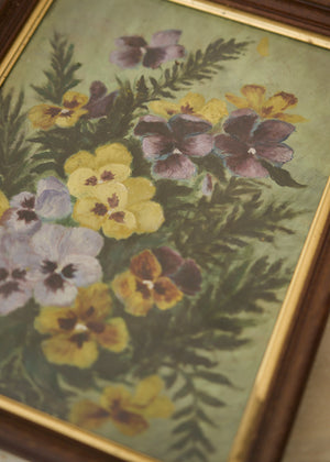 1900's Oil Painting of Pansies