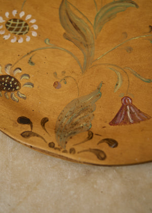 Floral Painted Wood Platter