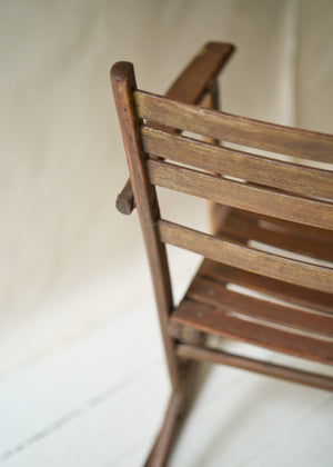 Vintage Slat Wood Folding Rocker