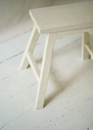 Painted White Wood Stool