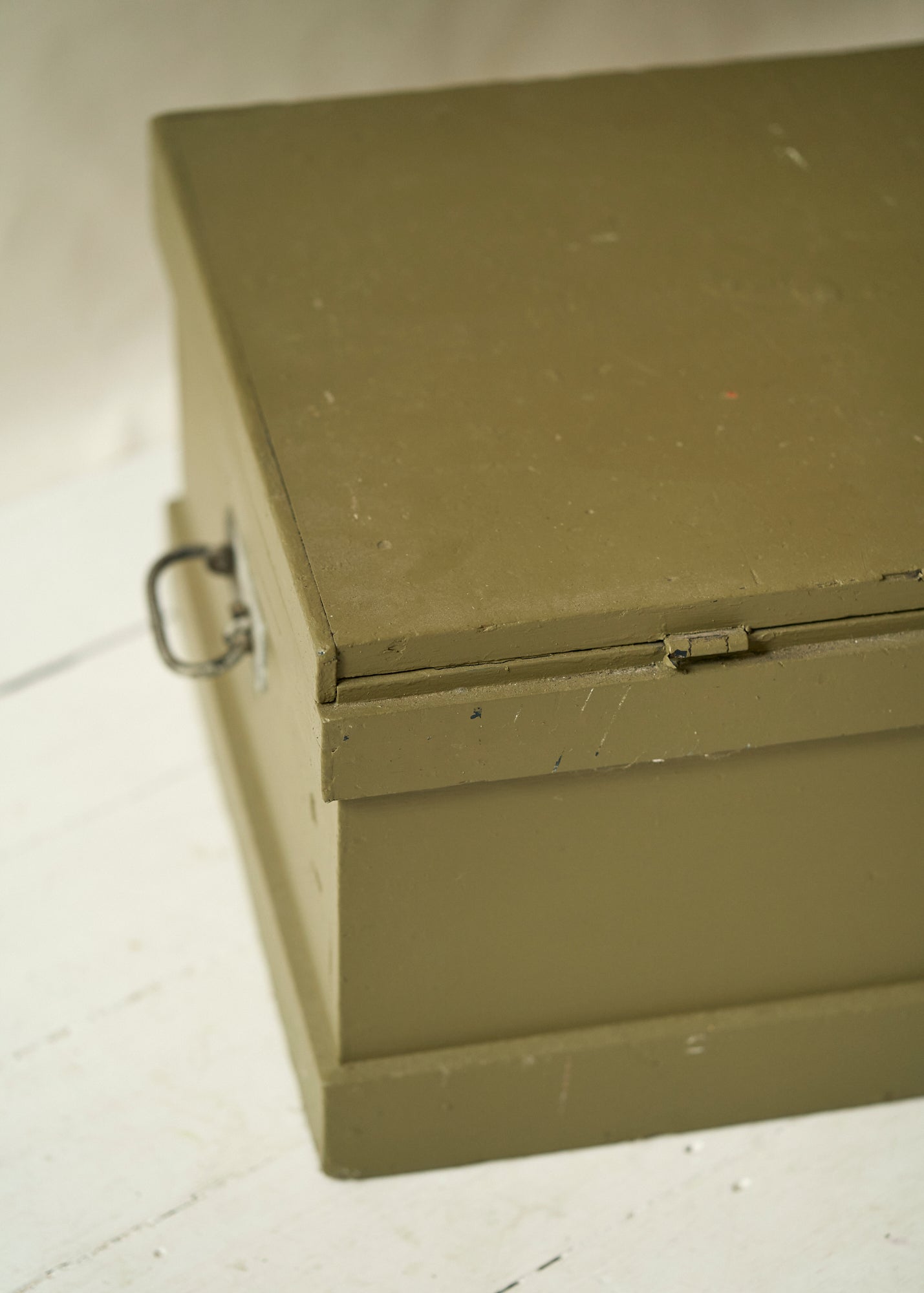 Green Painted Wood Storage Trunk