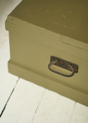Green Painted Wood Storage Trunk