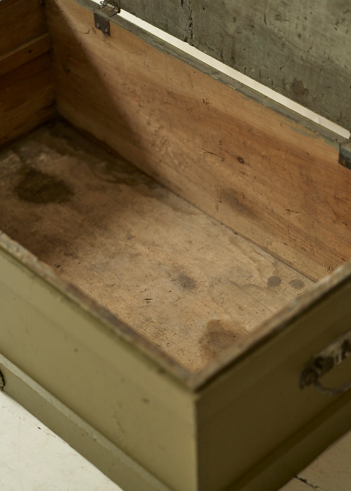 Green Painted Wood Storage Trunk