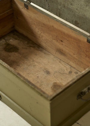 Green Painted Wood Storage Trunk