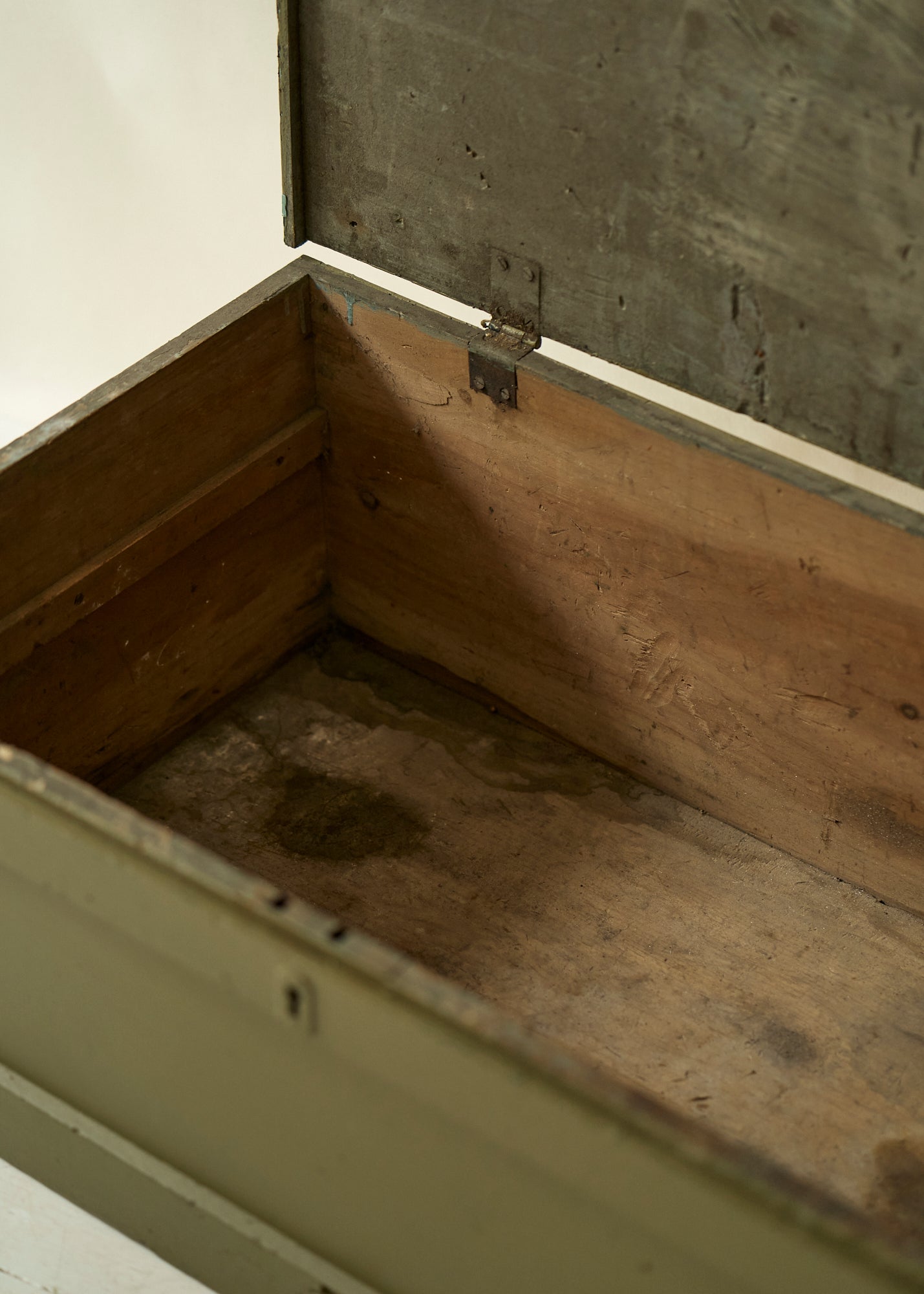 Green Painted Wood Storage Trunk