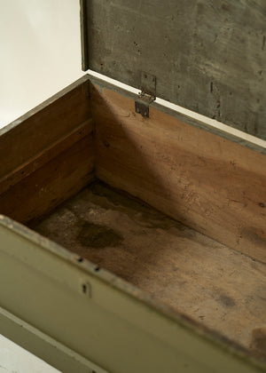 Green Painted Wood Storage Trunk