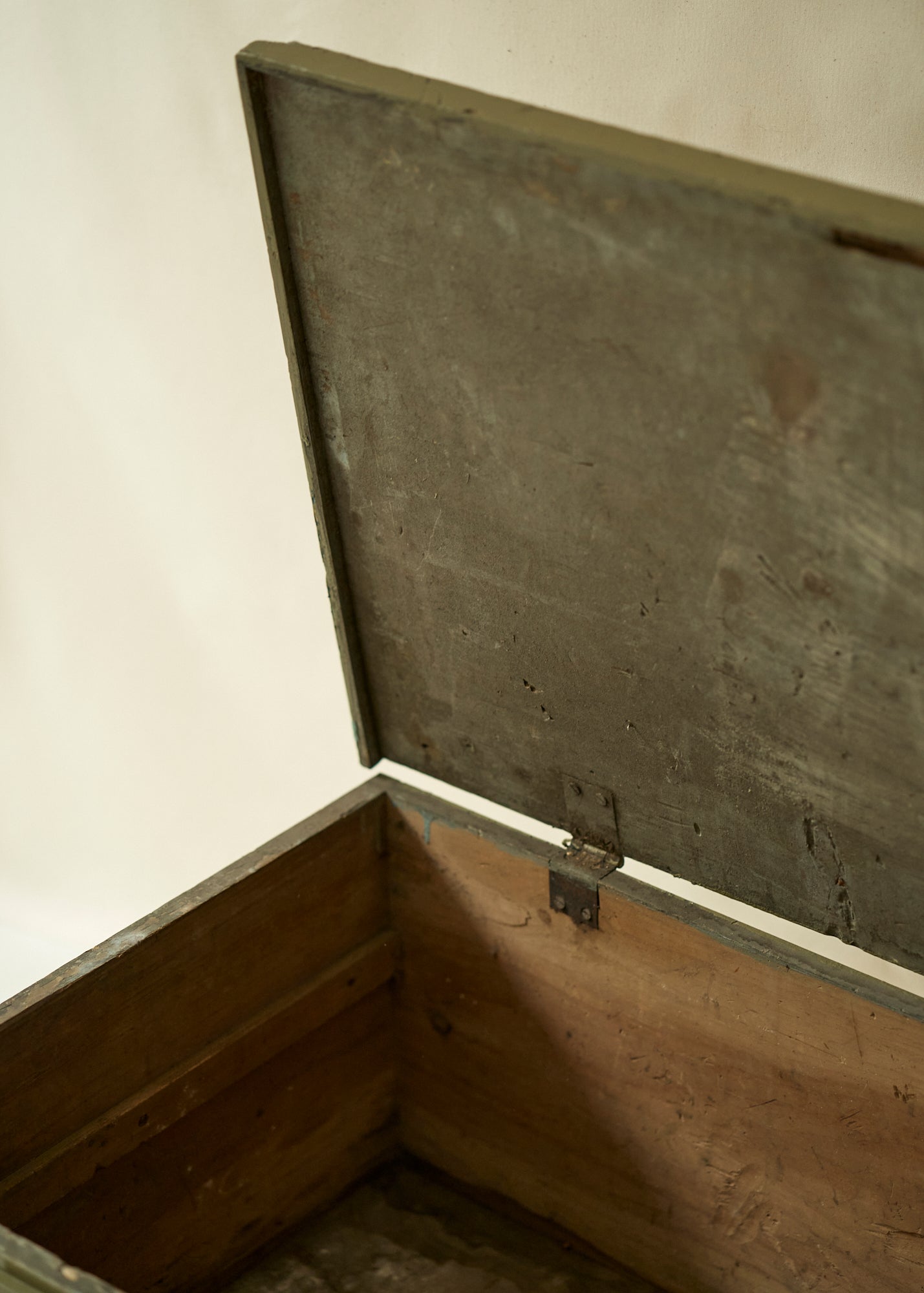 Green Painted Wood Storage Trunk