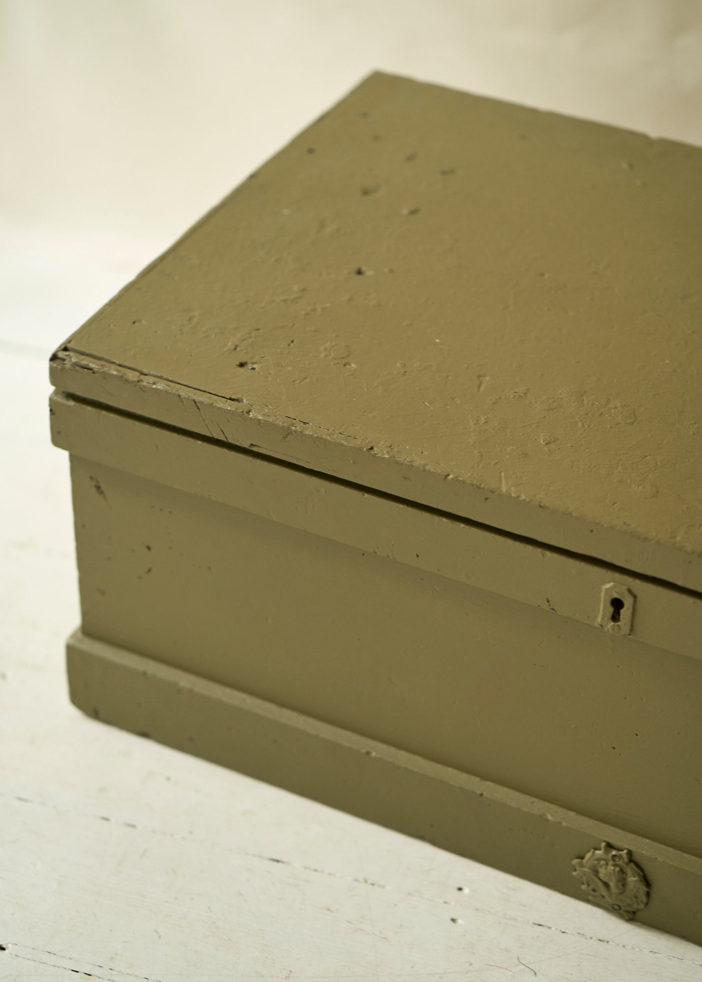 Green Painted Wood Storage Trunk