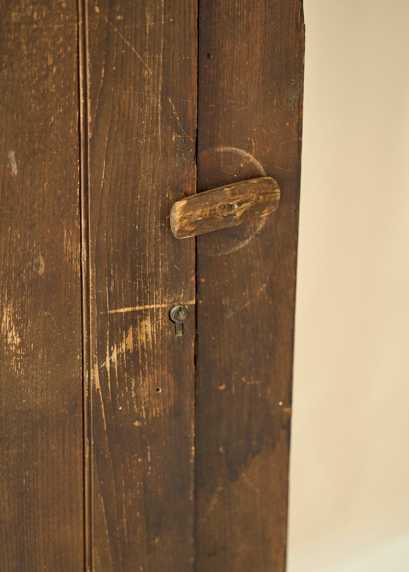 Antique Rustic Pine Hall Cabinet