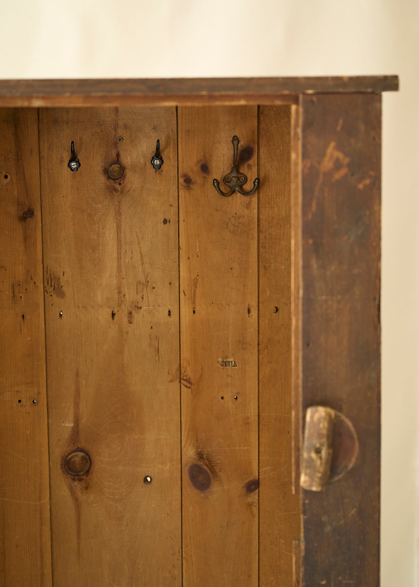 Antique Rustic Pine Hall Cabinet