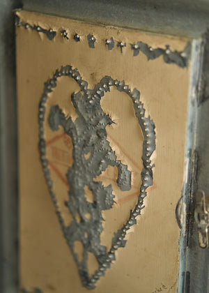 Folk Art Punched Tin Wall Cabinet