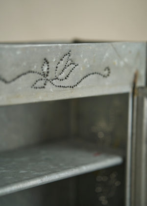 Folk Art Punched Tin Wall Cabinet