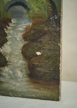 Early 1900's Shaded River Oil Painting