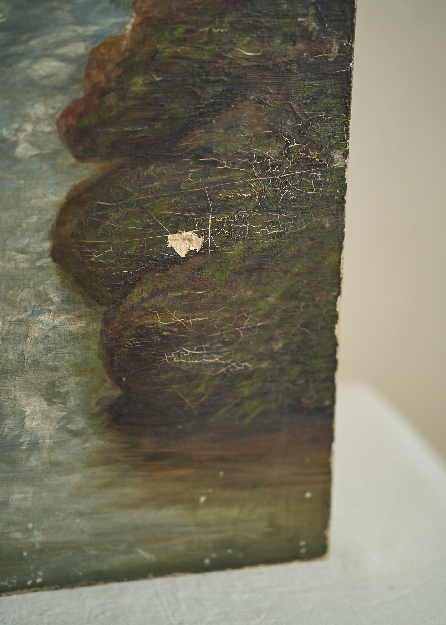 Early 1900's Shaded River Oil Painting