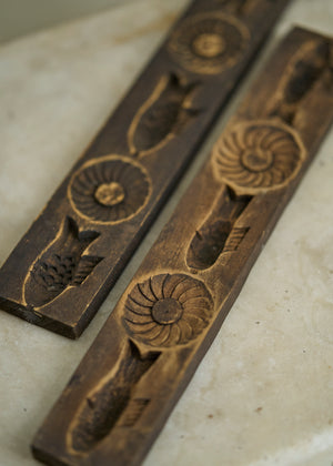 19th Century Wooden Butter Molds with Fish and Sun